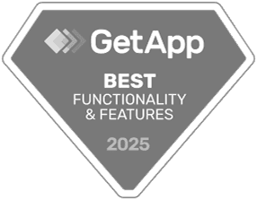 Logo for GetApp construction management best functionality award