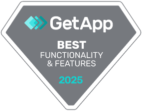 Logo for GetApp construction management best functionality award
