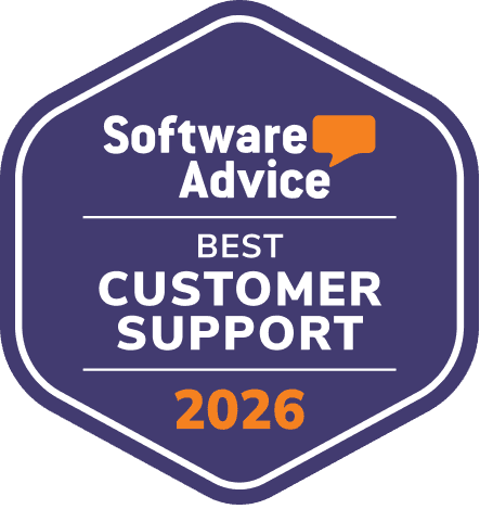 Logo for SoftwareAdvice "Best Customer Support" award